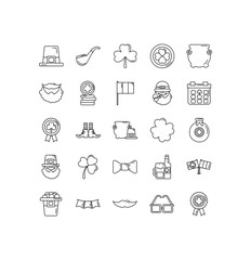 set of icons st patrick day, flat style icon