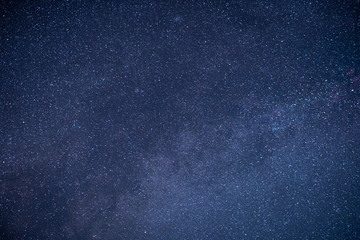 The stars and the milky way in the dark sky at night are very beautiful.