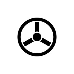 Driving wheel black icon, concept illustration, vector flat symbol, glyph sign.