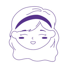 smiling little girl face cartoon character icon line style