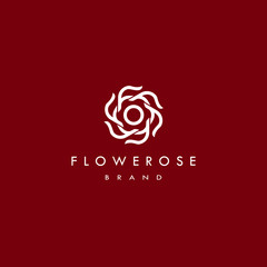 rose flower mandala logo icon design vector in trendy linear line outline style logo for hotel spa salon
