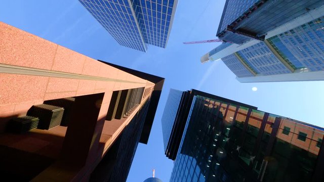 Frankfurt skyscrapers view in 4k, frankfurt am germany busines district.