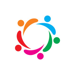 creative circle color people community group logo design
