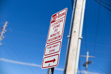No Parking 30 minute loading city sign 