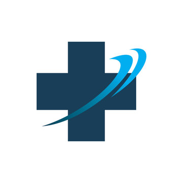 blue medical plus dynamic color line logo design