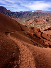 Red Argentinian desert and stones in La Quebrada de Cafayate