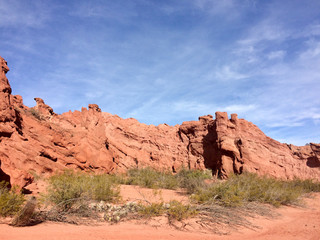 Red Argentinian desert and stones in La Quebrada de Cafayate