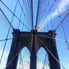 American flag on Brooklyn bridge