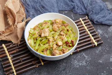 Fried chicken with celery