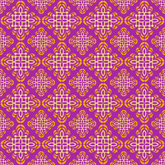 Modern seamless pattern. Colorful background picture. Template - wallpaper for your design ideas. Color in the image: purple, orange, yellow. Vector illustration.