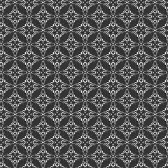 Fototapeta premium Black and white background wallpaper. Seamless pattern in retro style. Vector graphic.