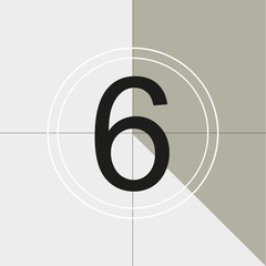classic movie countdown frame at the number six. Vintage retro cinema. Abstract concept graphic element. Art design.