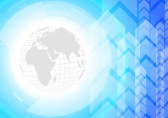 Vector : World with abstract blue background