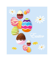 easter label with eggs, greeting card
