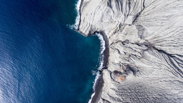 Aerial view of san benedicto island and its volcano, archipelago of revillagigedo, mexican pacific.