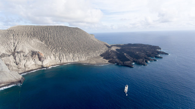 Aerial view of san benedicto island and its volcano, archipelago of revillagigedo, mexican pacific.
