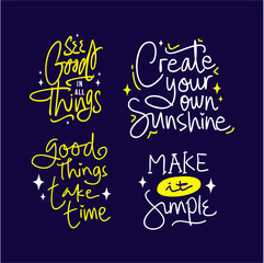 set of hand drawn lettering inspirational and motivational quote