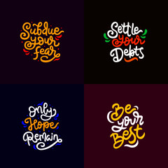 set of hand drawn lettering inspirational and motivational quote