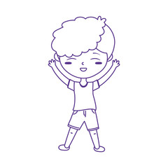 cute little boy cartoon charatcer, kids zone icon white background line style