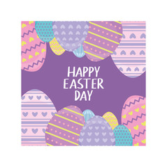 label happy easter day with eggs, greeting card