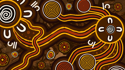 Illustration based on aboriginal style of background. Connection concept
