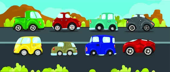 Poster Course de voitures voitures sur la route