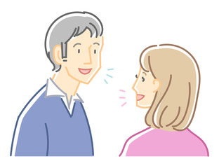 Obraz premium 男女二人のイラスト（会話）カラー
