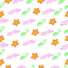 Seamless pattern with abstract elements. Doodle style. Vector hand drawn illustration, multicolored. 