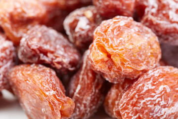 A pile of preserved apricot