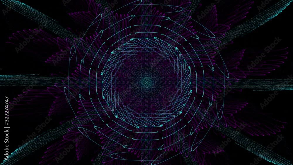 Wall mural abstract circular spherical patterns appear and evolve on black