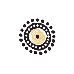 Aboriginal art dots painting icon logo design vector illustration