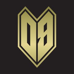 DB Logo monogram with emblem line style isolated on gold colors
