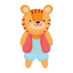 cute tiger with fashion clothes animal cartoon character