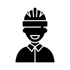 Engineer black icon, concept illustration, vector flat symbol, glyph sign.