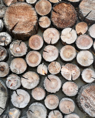 The background of different size circular old pile combinations