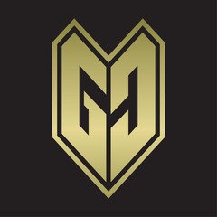 GC Logo monogram with emblem line style isolated on gold colors