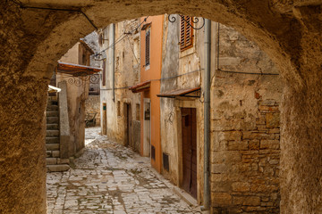 Street in the old town of Vodnjan, Istria, Croatia