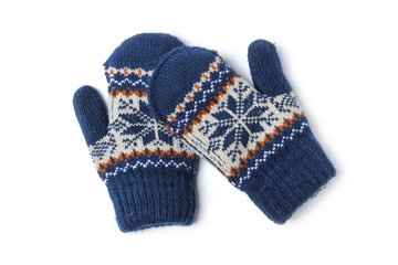 Children's knitted wool gauntlets