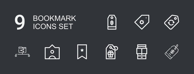 Editable 9 bookmark icons for web and mobile