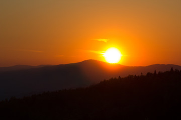 Beskid Sadecki at sunset. Radziejowa Range.