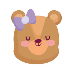 cute bear face with bow animal cartoon character