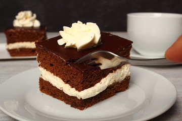 Cream Pie. Chocolate Sponge Cake filled with whipped cream.