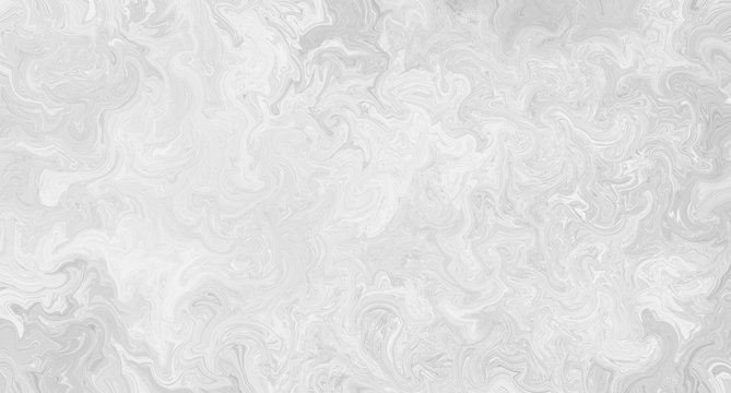 Abstract white background with marbled texture pattern in elegant fancy design, wavy swirls and curled marbled pattern in detailed painted white and gray stone backdrop layout