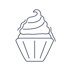 happy birthday, sweet cupcake snack celebration party line style icon