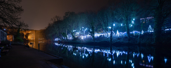 Knaresborough North Yorkshire winter night scene with Christmas lights