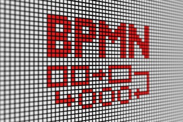 BPMN concept text scoreboard blurred background 3d illustration