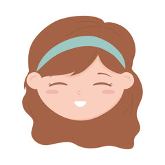 smiling little girl face cartoon character icon