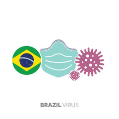 Brazil coronavirus outbreak concept with face mask and virus microbe