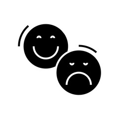 Emotions black icon, concept illustration, vector flat symbol, glyph sign.