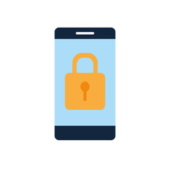 Isolated padlock inside smartphone flat style icon vector design